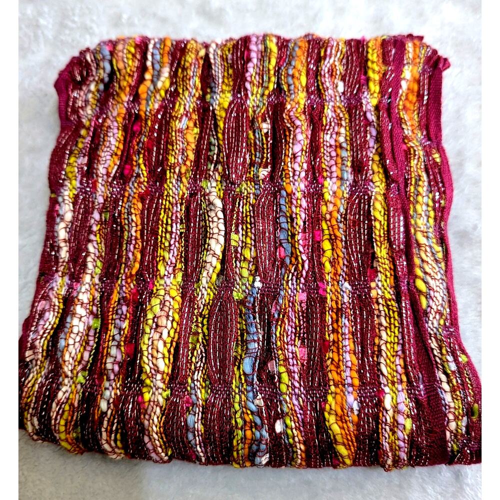 Vintage 70s Made in India 100% Rayon Metallic Lurex Scarf Extra Long 70”+ Boho